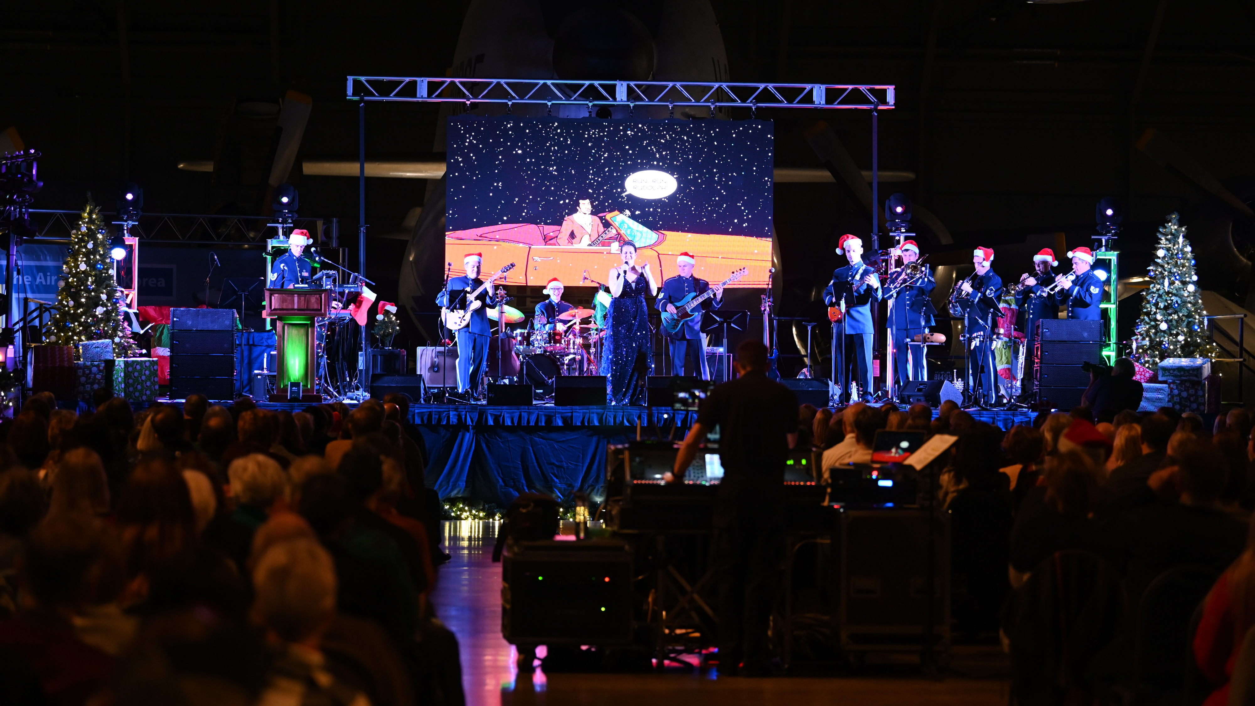 The Band of Flight performs their Holiday shows in the Air Force Museum. The Band of Flight performs their Holiday shows in the Air Force Museum.